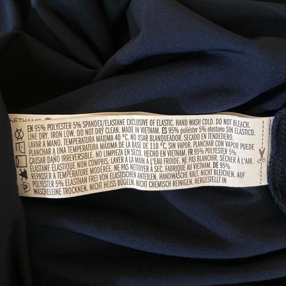 Forever 21 Blue Faux Wrap V-neck Long Sleeve Mini Elastic Waist Pull On Dress S - Picture 5 of 5